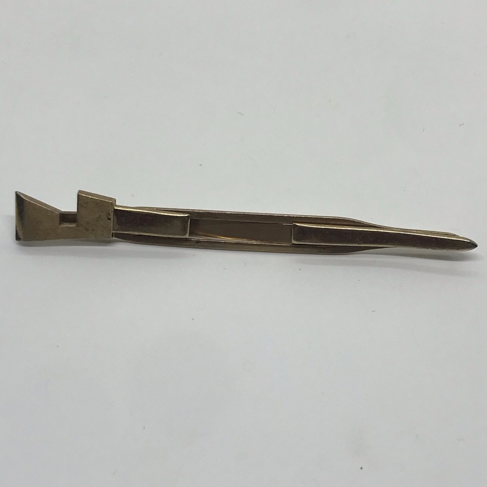 Swank Tie Clip Bar Initial J Letter Art Deco Monogram Gold Vintage Mens Jewelry - Picture 3 of 5
